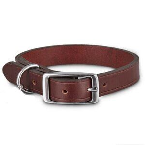 Dog Collar: NWT Dark Mahogany Leather, 14-18”